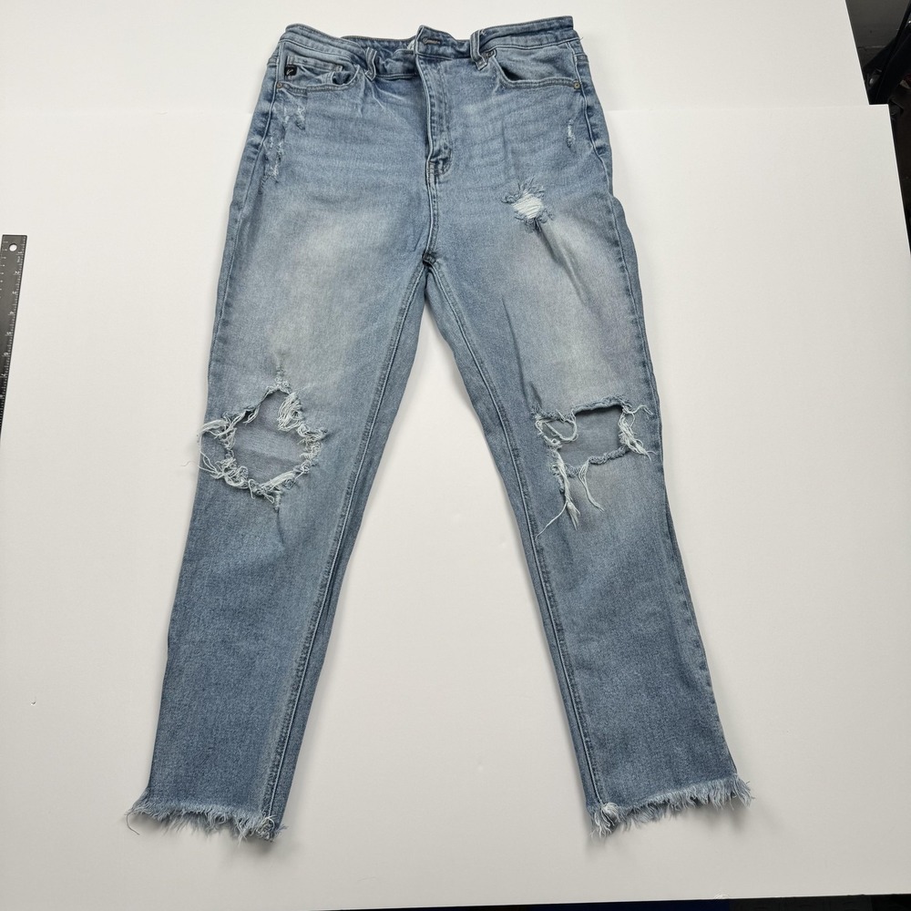 KanCan Maurices Womens 30 Distressed High Rise Frayed Hem Jeans 177880 Blue